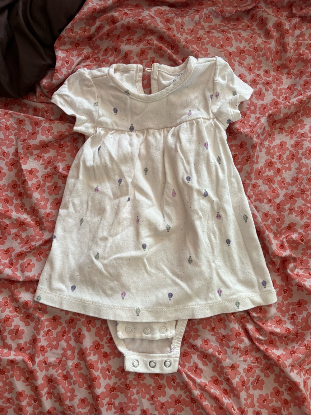 White Infant Dress Onesie with Tiny Pastel Teardrop Prints